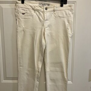 Hollister Y2K Ivory/Off White Jeans Size 9R 29x28‎ Women's Ankle Zip
